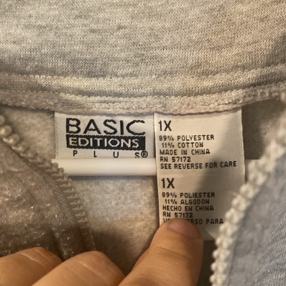 Basic Editions Plus Grey Quarter Zip Sweater - Picture 2 of 4